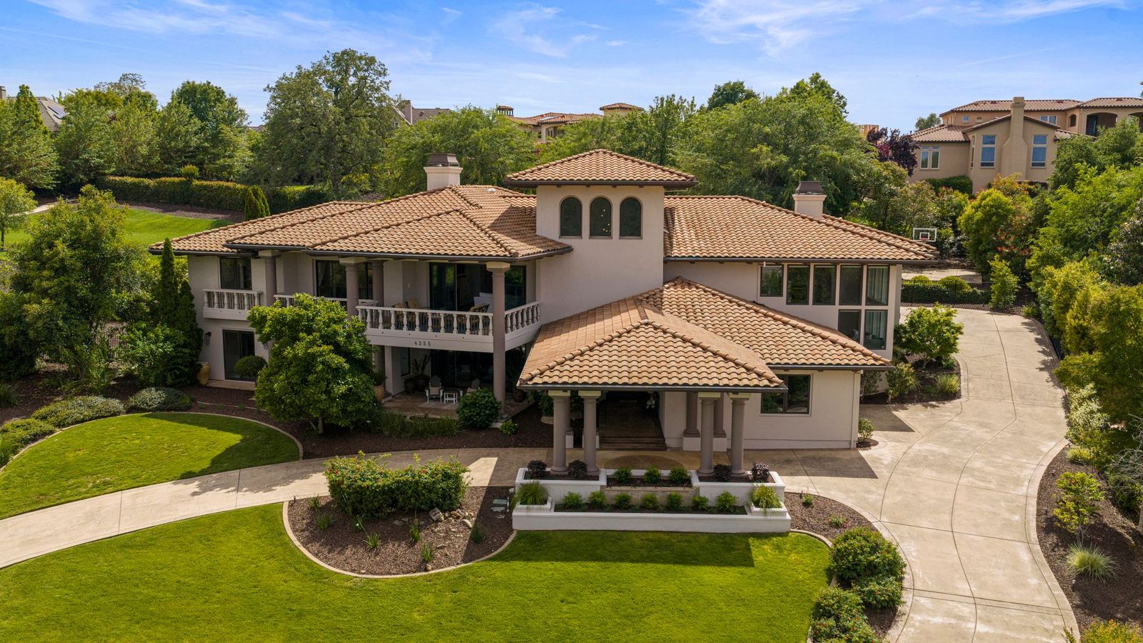 Circular drive and front lawn