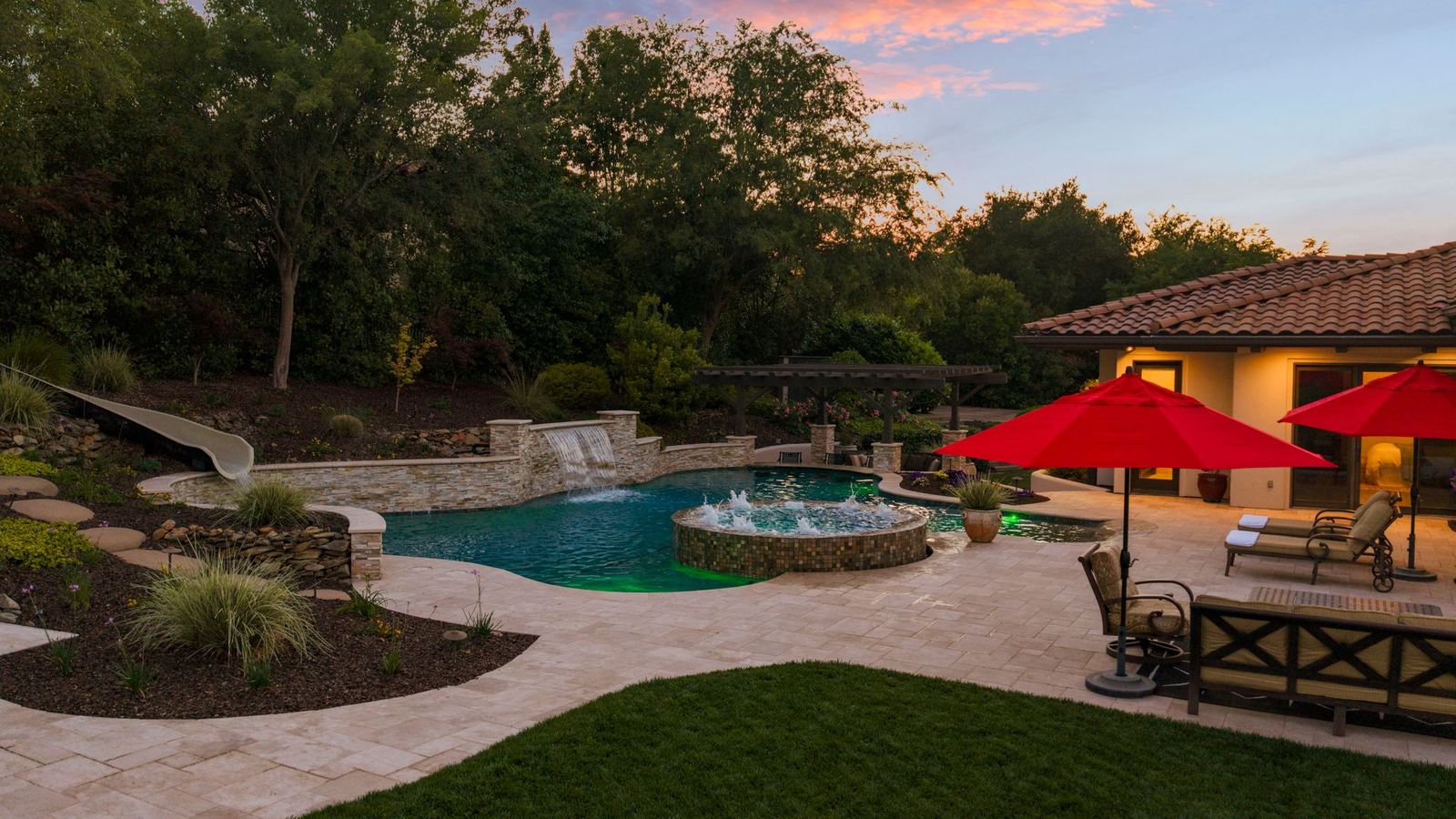 Pool at dusk